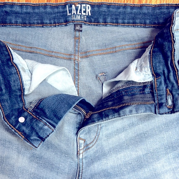 Slim Fit Lazer Light Wash Denim Shorts - Picture 5 of 5